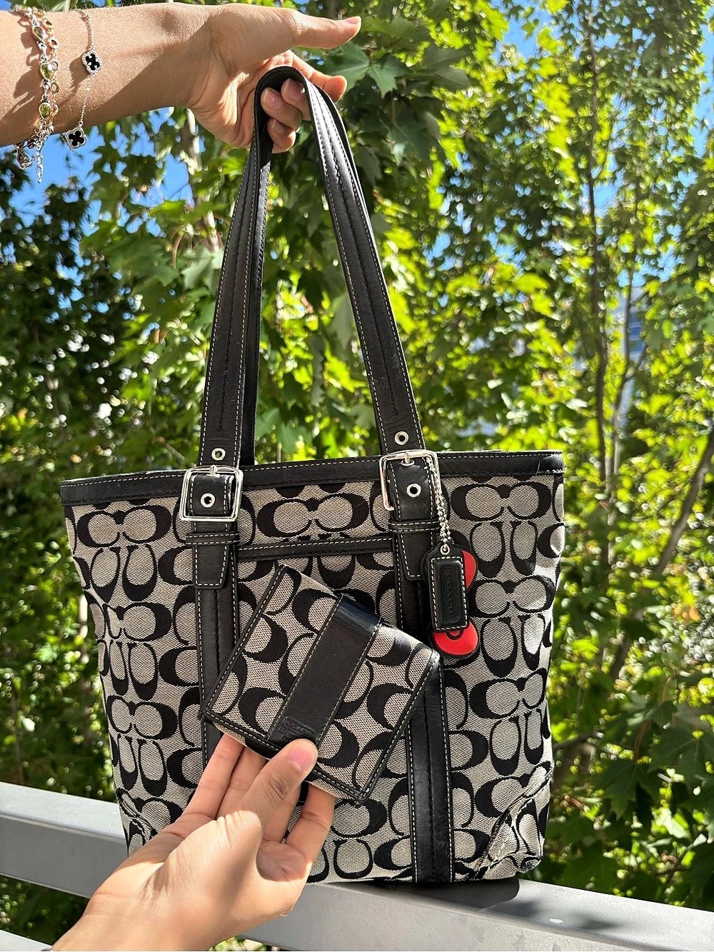 Coach Signature Canvas Tote and Wallet